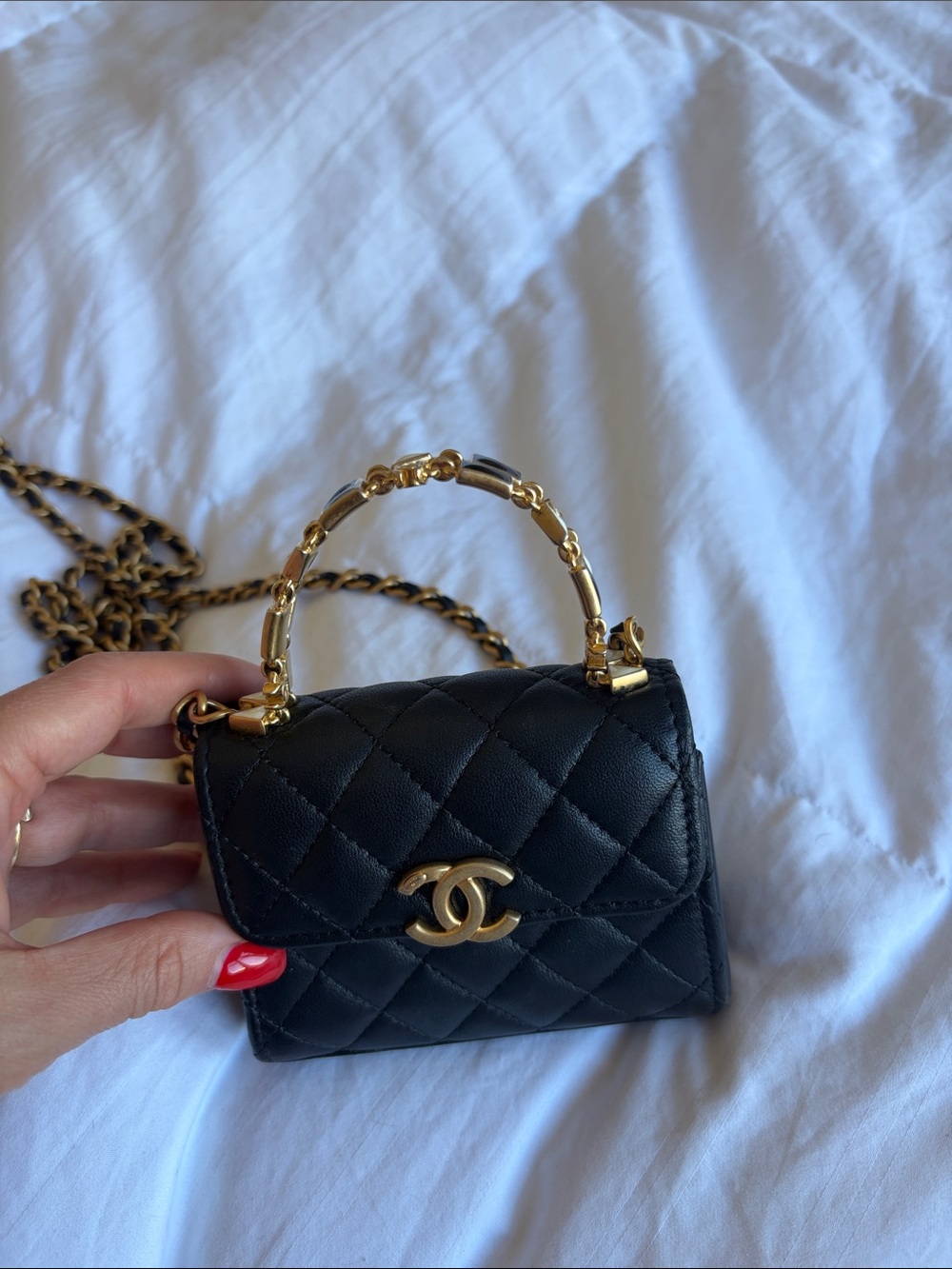 CHANEL Mini Top-Handle Crossbody Bag with Gold Hardware